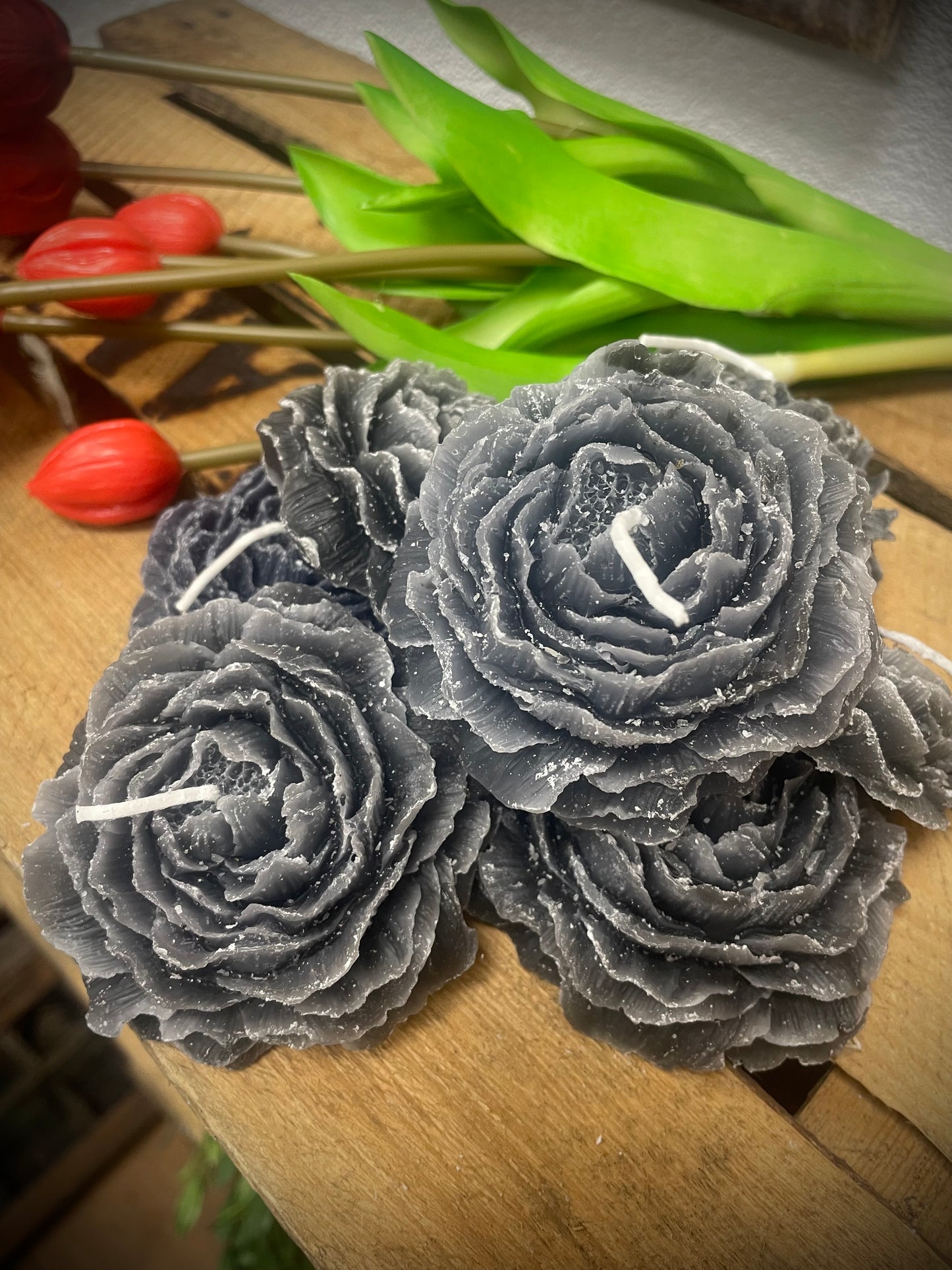 Kaarsje Bloem Grijs