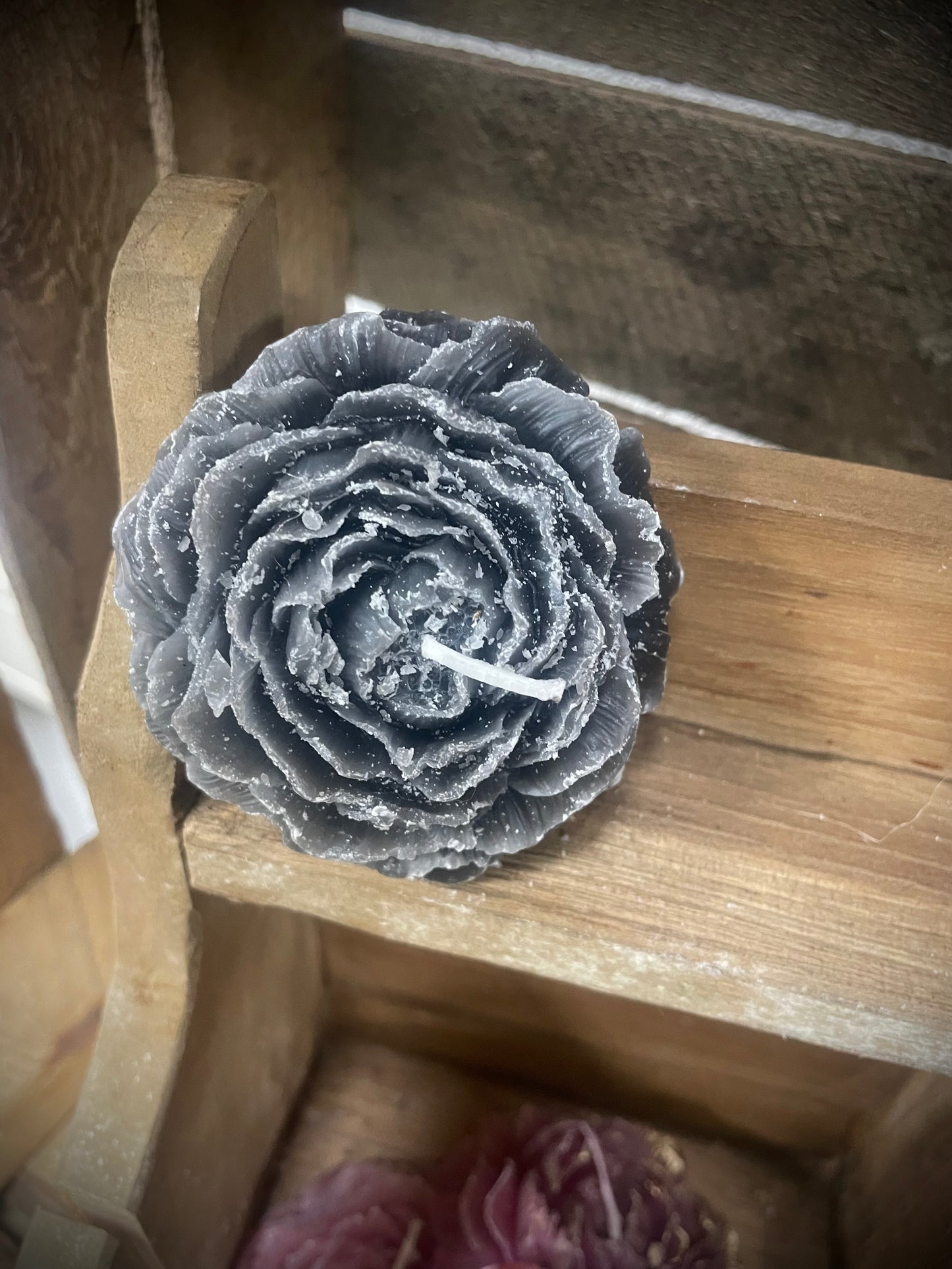 Kaarsje Bloem Grijs
