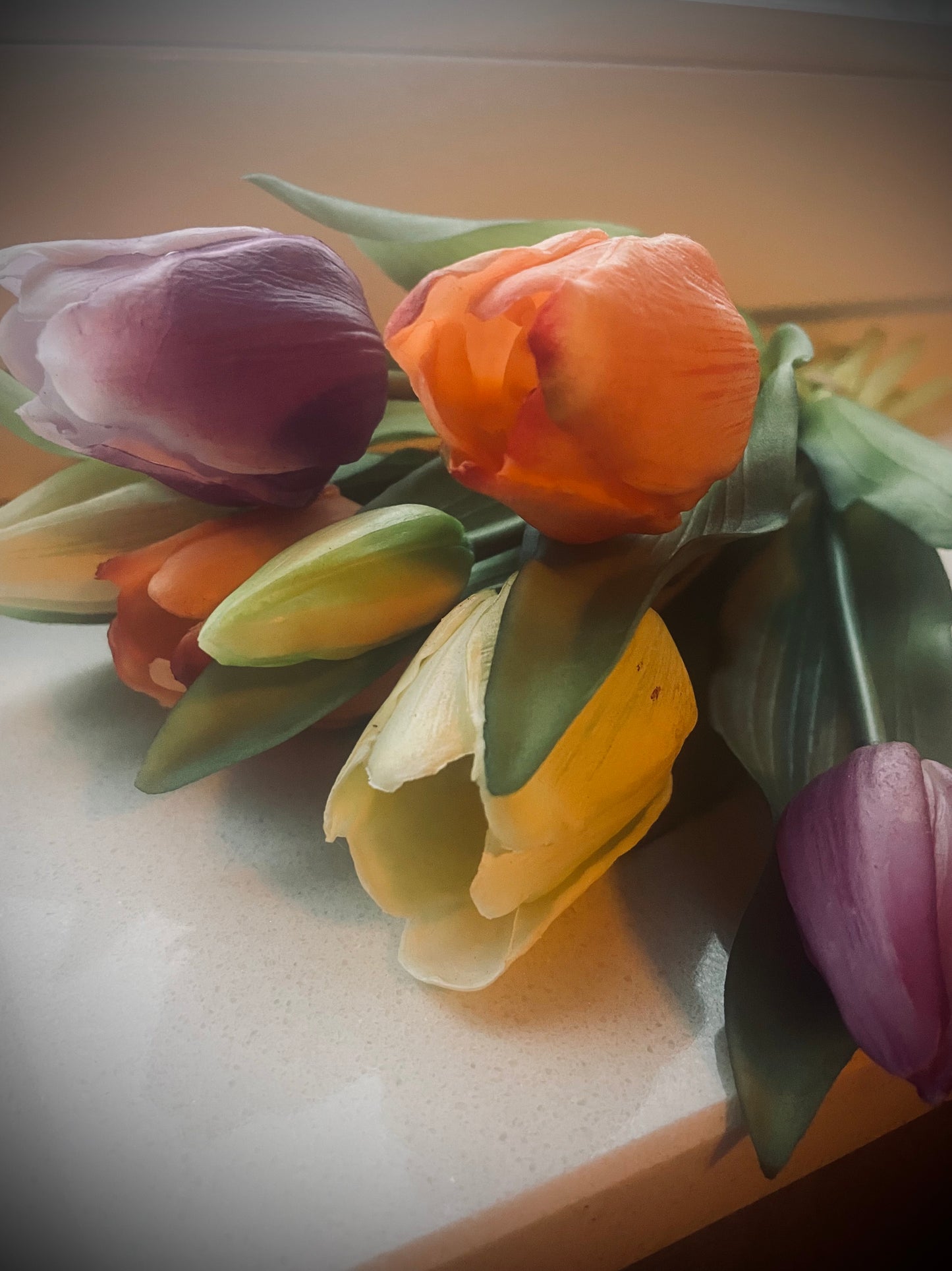 Tulpenbos Real Touch Paars/Zalm mix (7st)